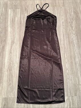 Weekday Black Satin Maxi Slip Dress